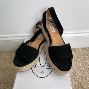 Steve Madden Gabi Black Suede Espadrille Sandal - WORN ONCE